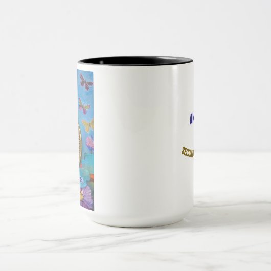 2 Jaar CUSTOM NAME AA Vlinders Bloemen Mok (Midden)