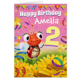 2 jaar Custom verjaardagskaart Little Ladybug bere