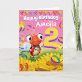 2 jaar Custom verjaardagskaart Little Ladybug bere Kaart (Voorkant)