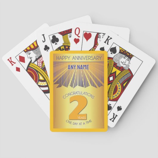 2 Jaar | Golden Ray 12 Stappen Aangepaste NAAM Pokerkaarten (Achterkant)