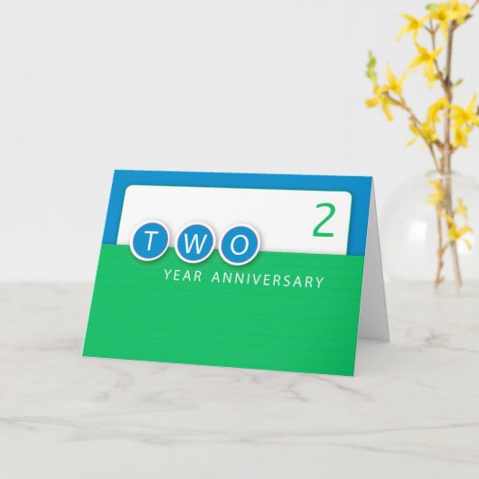 2 jaar Jubileum werknemer met cirkels, bedrijf Kaart (Gele Bloem)