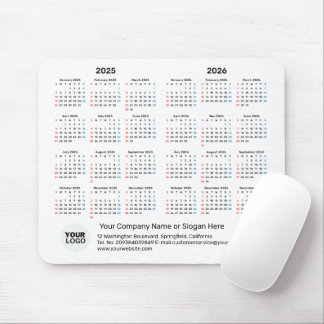 2 Jaar Kalender 2025 - 2026 Corporate Gift ZONDAG Muismat