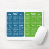 2 Jaar Kalender - jaar uitzicht blauw groen Muismat (Met muis)