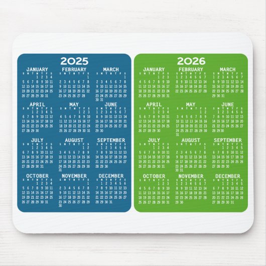 2 Jaar Kalender - jaar uitzicht blauw groen Muismat (Voorkant)