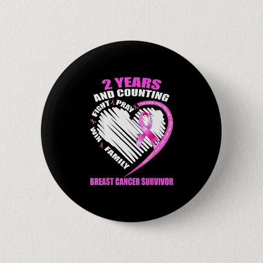 2 jaar kanker 2 jaar overlevende borstkanker ronde button 5,7 cm (Voorkant)