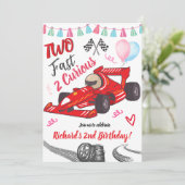 2 Jaar Kinder Twee Snelle Rode Race Auto Thema Ver Kaart (Staand voorkant)