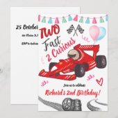 2 Jaar Kinder Twee Snelle Rode Race Auto Thema Ver Kaart (Voorkant / Achterkant)