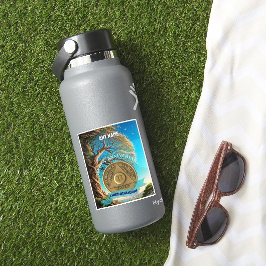 2 Jaar | Naam naar keuze AA Nuchterheidsmunt Boom Sticker (HydroFlask Insitu)