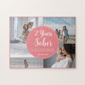 2 jaar nuchter, 4 fotocollage, aangepaste naam legpuzzel (Horizontaal)