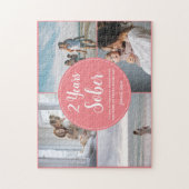 2 jaar nuchter, 4 fotocollage, aangepaste naam legpuzzel (Verticaal)