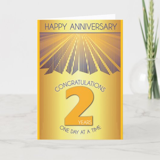 2 Jaar Nuchter Jubileum | Gouden Straal 12 Stappen Kaart (Voorkant)