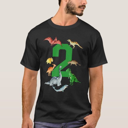 2 jaar oud 2e verjaardag jongetje Rex Dinosaur T-shirt (Voorkant)