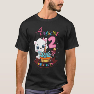 2 jaar oud 2e verjaardag meisjes schattig kat Gewe T-shirt