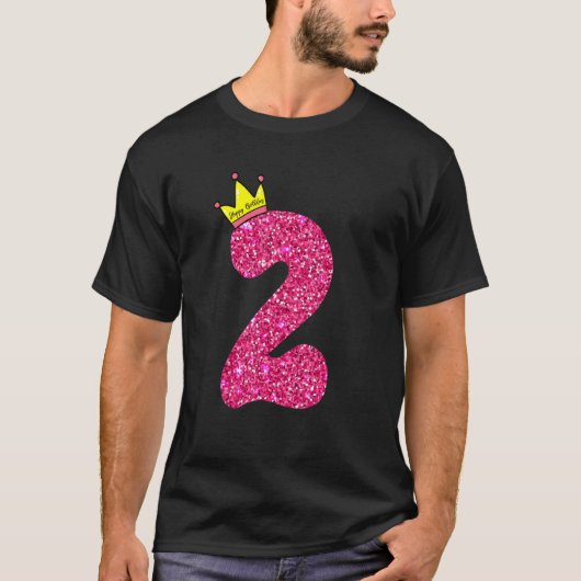 2 jaar oud 2e verjaardag roze meisjes prinses Gold T-shirt (Voorkant)
