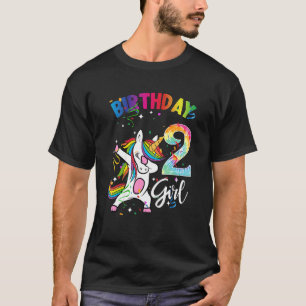 2 jaar oud 2e verjaardag Tie Dye Unicor Dabbing G T-shirt