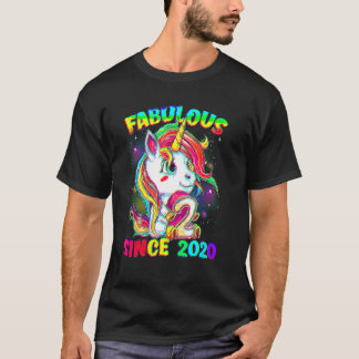 2 jaar oud 2e verjaardag Unicorn Girl Fabulous Sin T-shirt