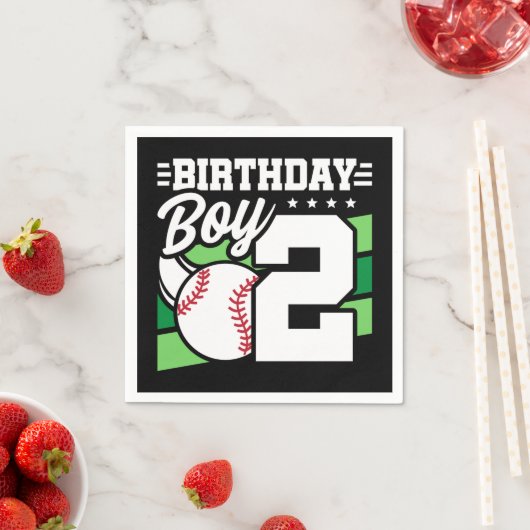 2 Jaar Oud Baseball Party Thema 2e Verjaardag Jong Servet (Insitu)