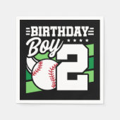 2 Jaar Oud Baseball Party Thema 2e Verjaardag Jong Servet (Voorkant)
