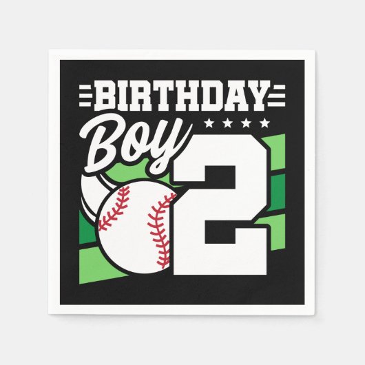 2 Jaar Oud Baseball Party Thema 2e Verjaardag Jong Servet (Voorkant)