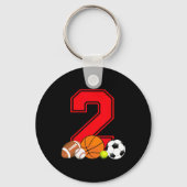 2 jaar oud Basketball Football Baseball Soccer Bir Sleutelhanger (Voorkant)