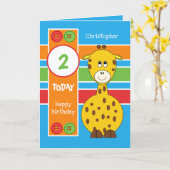 2 jaar oud elke leeftijd giraffe kinderen verjaard kaart (Gele Bloem)
