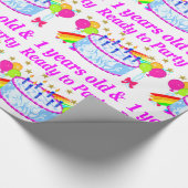 2 JAAR OUD EN KLAAR OM TE FEESTEN VERJAARDAG MEISJ CADEAUPAPIER (Hoek)