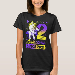 2 jaar oud Flossing Unicorn 2e verjaardag meisje P T-shirt