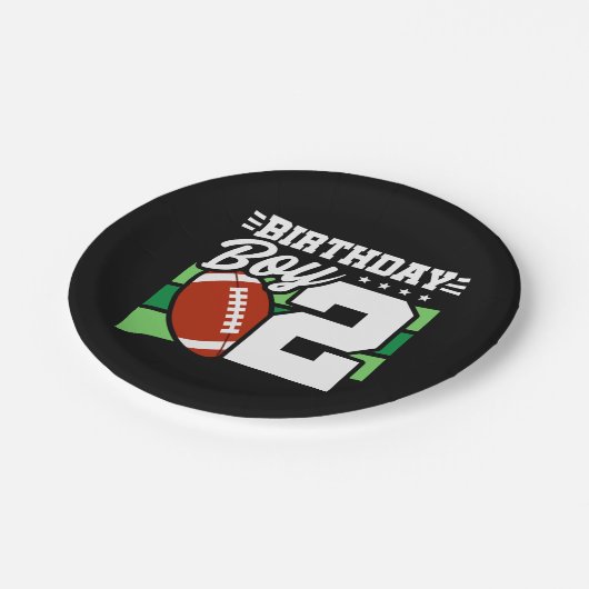 2 Jaar Oud Football Party Thema 2e Verjaardags Jon Papieren Bordje (Gekanteld)