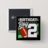 2 Jaar Oud Football Party Thema 2e Verjaardags Jon Vierkante Button 5,1 Cm (Voorkant /achterkant)
