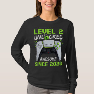 2 jaar oud gamer jongen verjaardag 2 niveau ontgre t-shirt