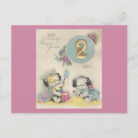 "2 jaar oud" Happy Birthday Briefkaart (Voorkant)