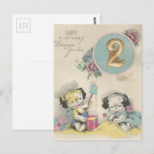  "2 jaar oud" Happy Birthday Briefkaart (Voorkant / Achterkant)