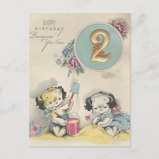  "2 jaar oud" Happy Birthday Briefkaart (Voorkant)