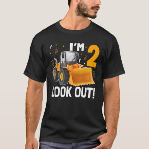 2 Jaar Oud Kijk Uit Kind Bulldozer Vrachtwagen Ver T-shirt