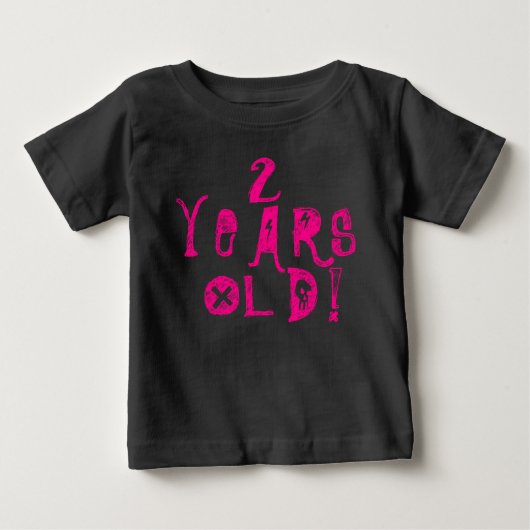 2 jaar oud schattig baby shirt neon schedel roze r (Voorkant)