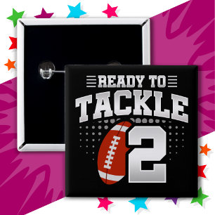2 Jaar Oud Tackle Football Party Kinder 2e Verjaar Vierkante Button 5,1 Cm