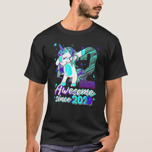 2 jaar oud Unicorn Dabbing 2e verjaardag meisje Un T-shirt (Voorkant)