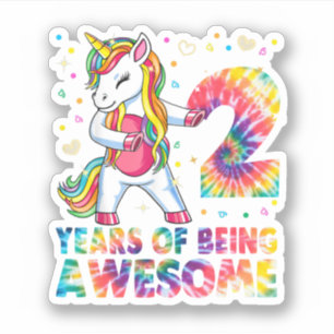 2 jaar oud Unicorn Flossing 2nd Birthday Girl Uni Sticker