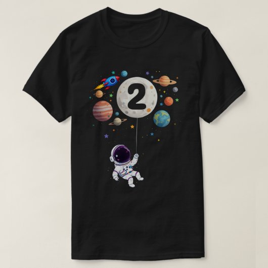 2 Jaar Oud Verjaardag Planeten Astronaut 2e Verjaa T-shirt (Design voorkant)