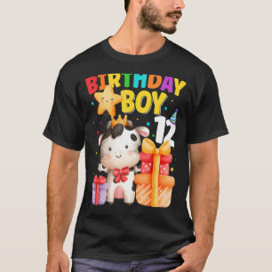 2 Jaar Oud Verjaardagsjongen 12e Koe Boerderijdier T-shirt