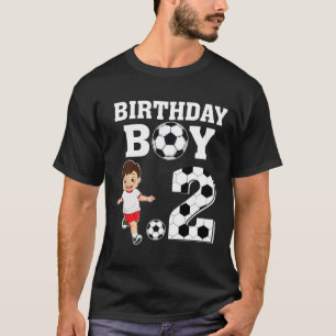 2 Jaar Oude 2e Verjaardag Jongen Voetbal Fan Feest T-shirt