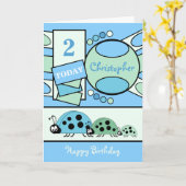 2 jaar oude any age lieveheersbeestjes blauw groen kaart (Gele Bloem)