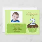 2 jaar oude CUPCAKE FOTO BIRTHDAY INVITE Kaart (Voorkant / Achterkant)