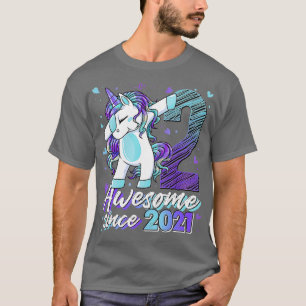 2 jaar oude Dabbing Unicorn Gifts 2e verjaardag Gi T-shirt