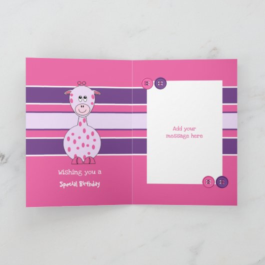 2 jaar oude elke leeftijd giraffe kinderen verjaar kaart (Binnen)