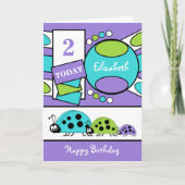 2 jaar oude elke leeftijd lieveheersbeestjes paars kaart (Voorkant)