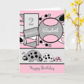 2 jaar oude elke leeftijd lieveheersbeestjes roze  kaart (Gele Bloem)