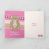 2 jaar oude elke leeftijd teddybeer kinder roze br kaart (Binnen)