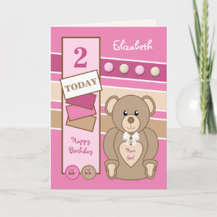 2 jaar oude elke leeftijd teddybeer kinder roze br kaart
