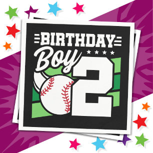 2 Jaar Oude Honkbal Feest Thema 2e Verjaardag Jong Servet